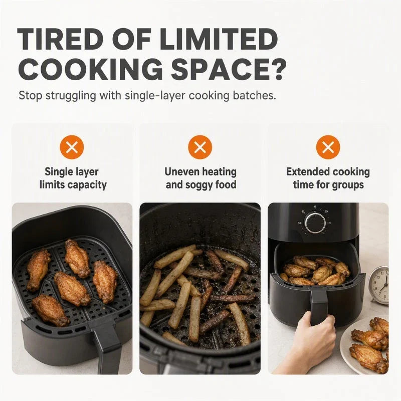 🍗 Stackable Stainless Steel Air Fryer Rack – Multi-Level Cooking & Dehydrating Tray