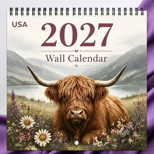 🐂 2027 Highland Cow Wall Calendar