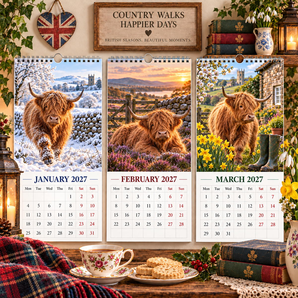 ✨🌿2027 Highland Cows Through The Seasons Calendar🐄