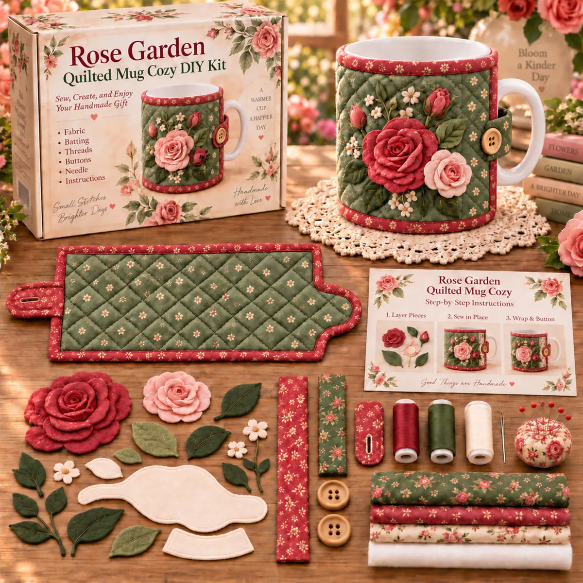 🌸Garden Quilted Mug Cozy DIY Kit