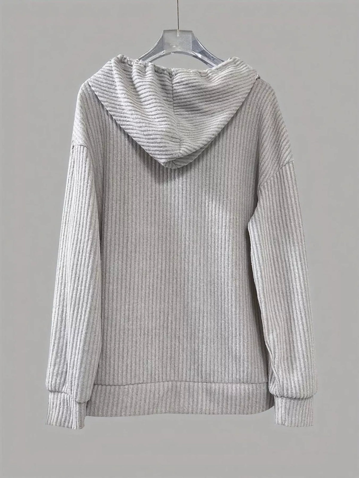 Button-Front Drawstring Hoodie