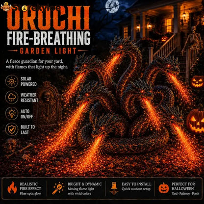 🔥 3-Headed Hellhound Halloween Light – Solar Fire-Breathing Yard Monster CUSBBY
