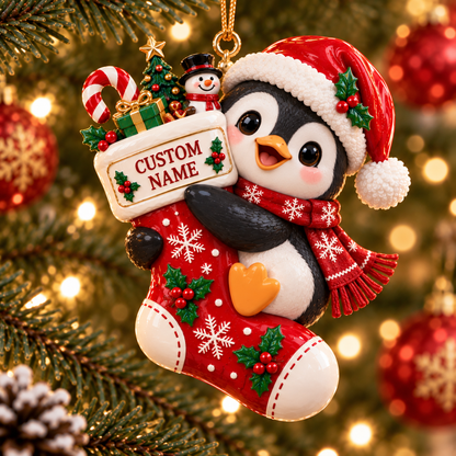 🎄 Personalized Christmas Stocking Animal Ornament