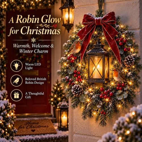 ✨Last Day 49% OFF✨🐦 A Robin Glow™ – Lighted Robin Christmas Wreath
