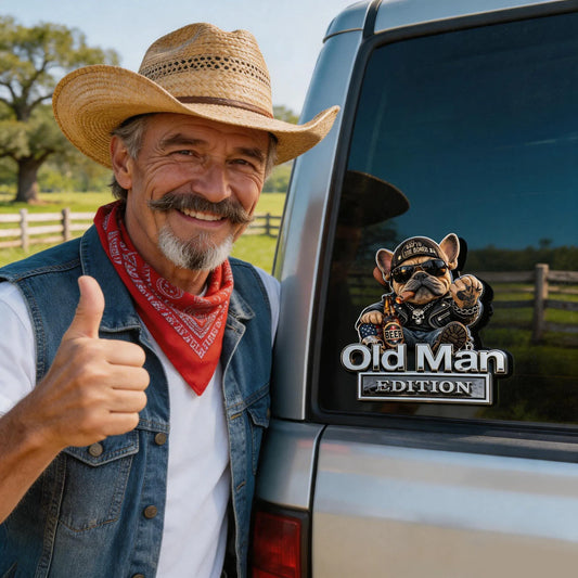 🚗 Funny Old Man Edition Vehicle Badge — Perfect Father's Day & Birthday Gift for Dad, Grandpa, Husband, Truck & SUV Owners