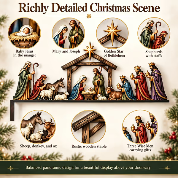 ❤️‍🔥Nativity Scene Door Topper