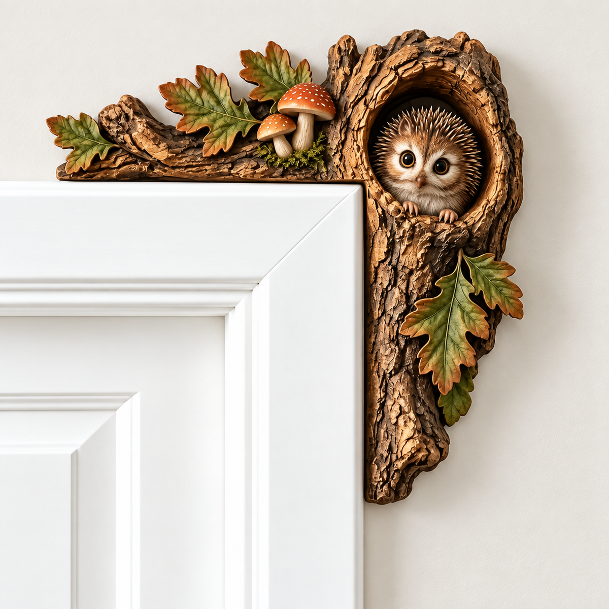 Woodland Animal Door Frame Corner Ornament, Cute Wooden Door Topper Decor