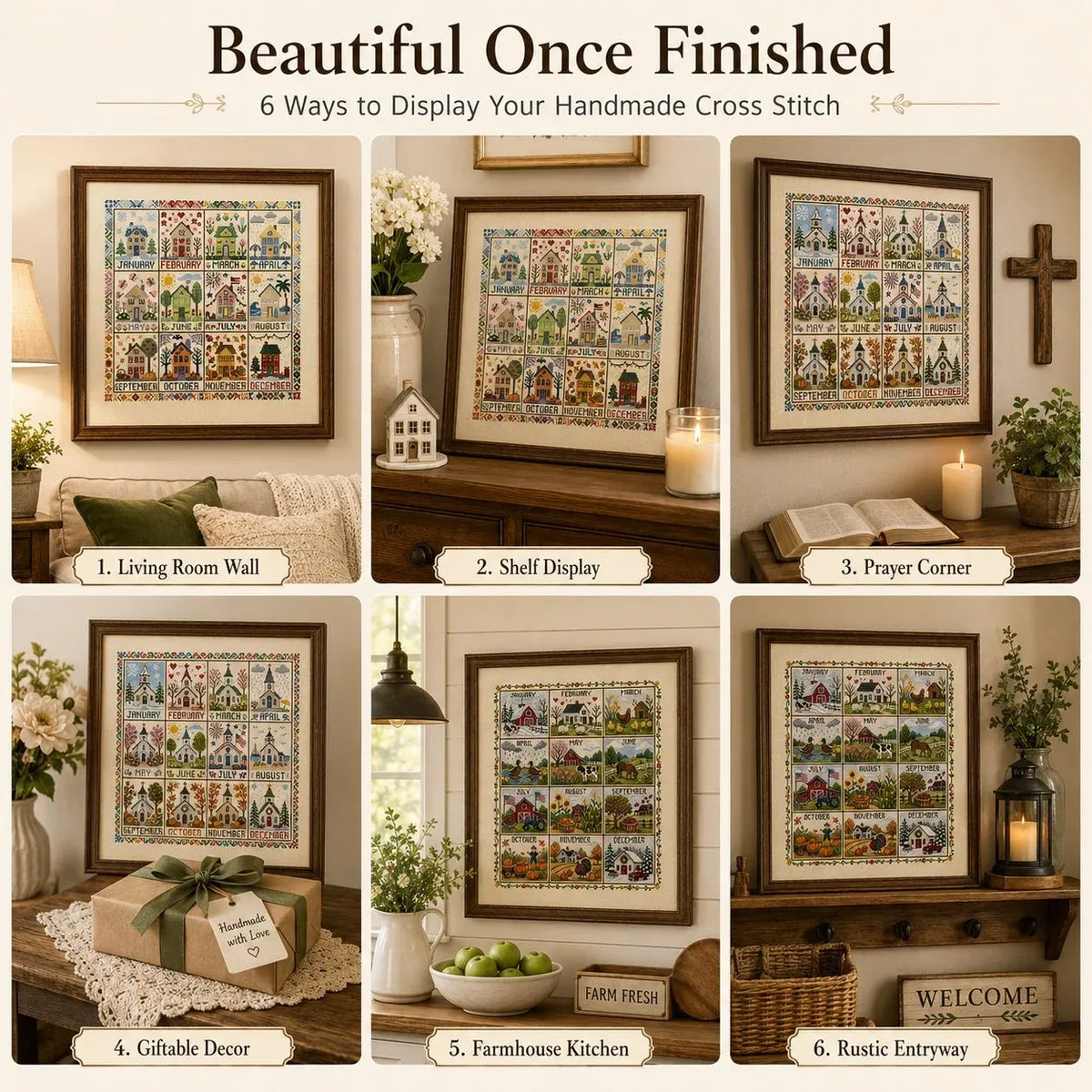 A Year in Stitches – 12-Month Seasonal Cross Stitch Kit