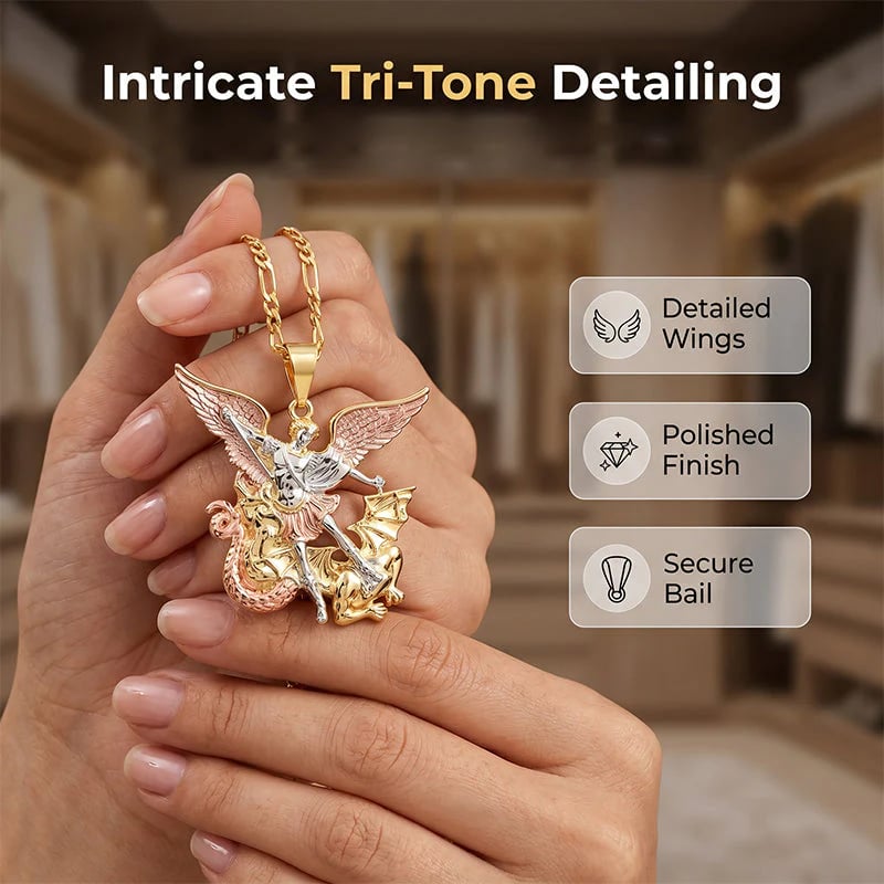 🎁2026 New Arrivals 49% OFF💥Tri-Tone Angel Guardian Pendant Necklace – Elegant & symbolic – Perfect for daily wear or gifting – delicate and meaningful ✨💛🪽