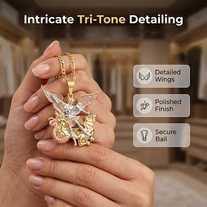 🎁2026 New Arrivals 49% OFF💥Tri-Tone Angel Guardian Pendant Necklace – Elegant & symbolic – Perfect for daily wear or gifting – delicate and meaningful ✨💛🪽