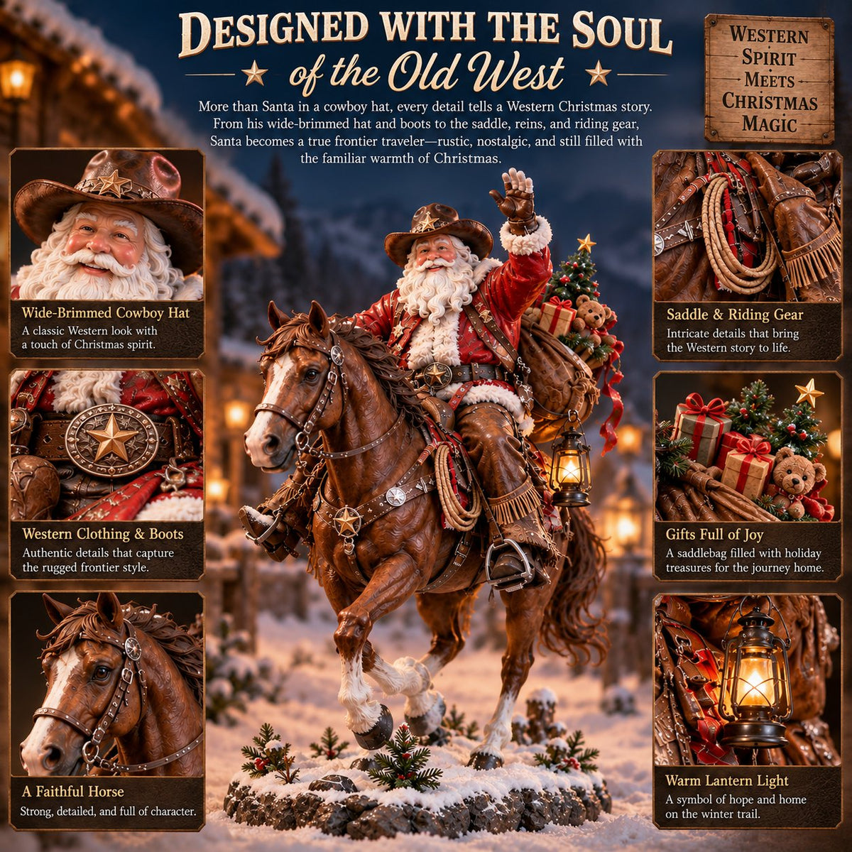 🤠 Home for Christmas Cowboy Santa – Rustic Western Holiday Memory Keepsake🎄