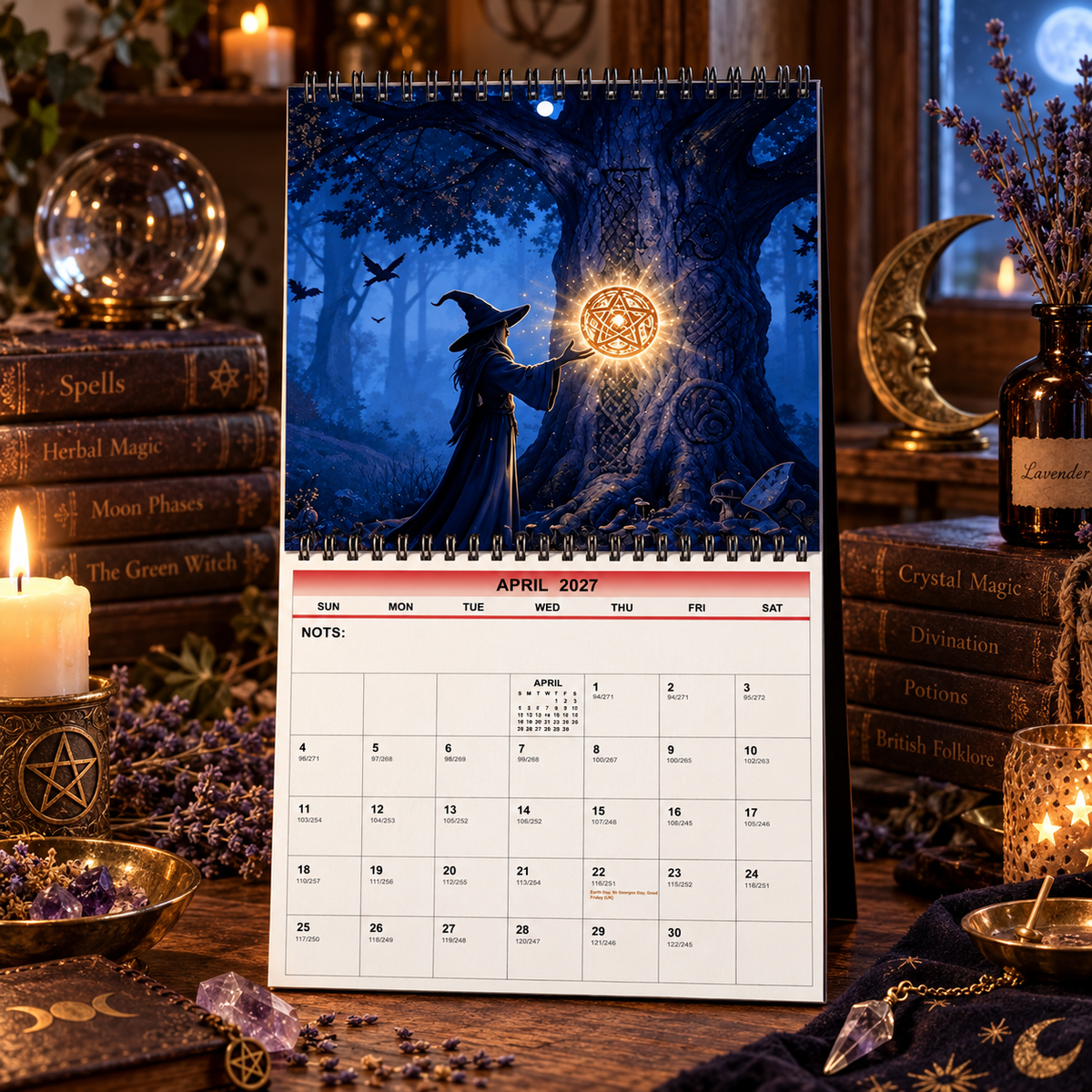 Witches’ Calendar 2027 Wall Calendar – 12-Month Mystical Witch Calendar, Enchanted Forest Hanging Wall Planner for Wicca, Witchcraft & Magic Lovers