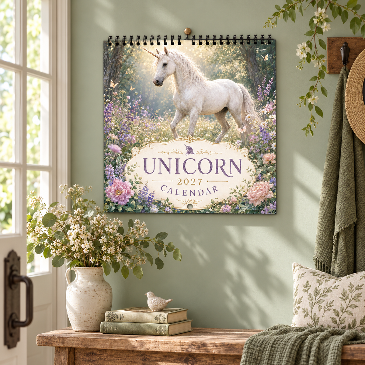 Mystical Unicorn 2027 Wall Calendar – 12-Month Fantasy Unicorn Calendar, Enchanted Flower Forest Hanging Planner for Fantasy, Unicorn & Home Decor Lovers