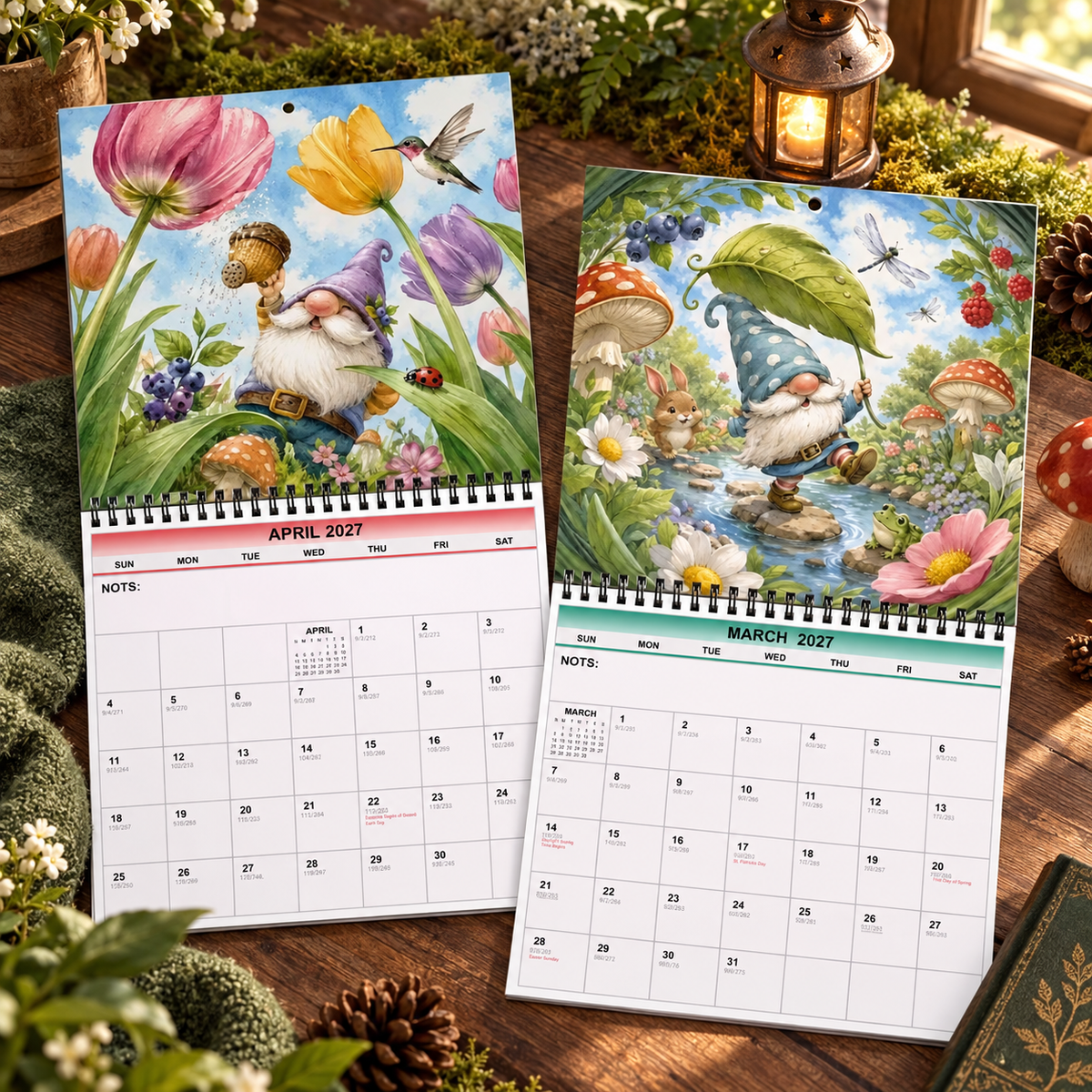 Gnome Delights 2027 Wall Calendar – 12-Month Forest Gnome Calendar, Woodland Magic Hanging Wall Planner for Gnome Lovers & Nature Enthusiasts