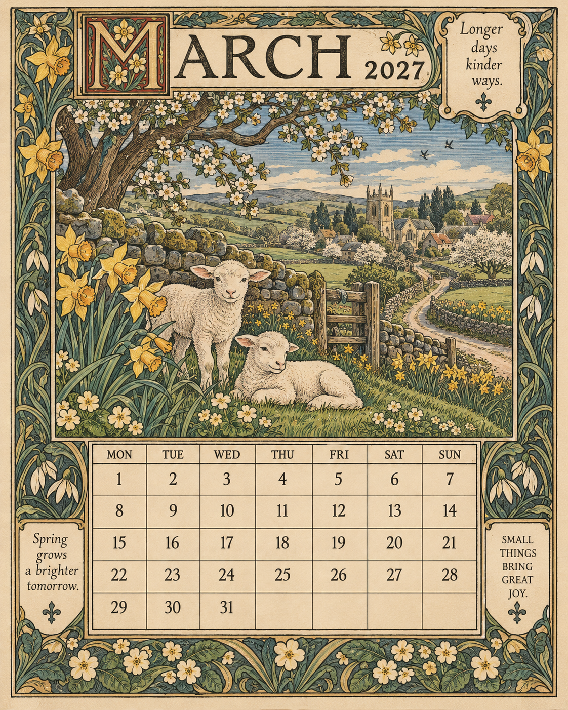 A Year in Britain 2027 – Vintage Storybook Wall Calendar