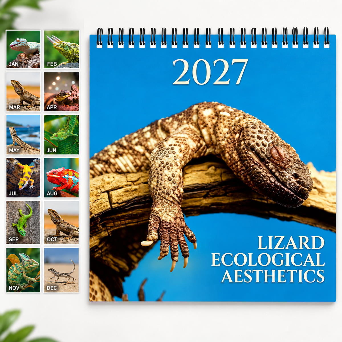 Lizard Ecological Aesthetics 2027 Wall Calendar – 12-Month Lizard Calendar, Extraordinary Reptile Wildlife Photography Hanging Planner for Nature & Reptile Lovers