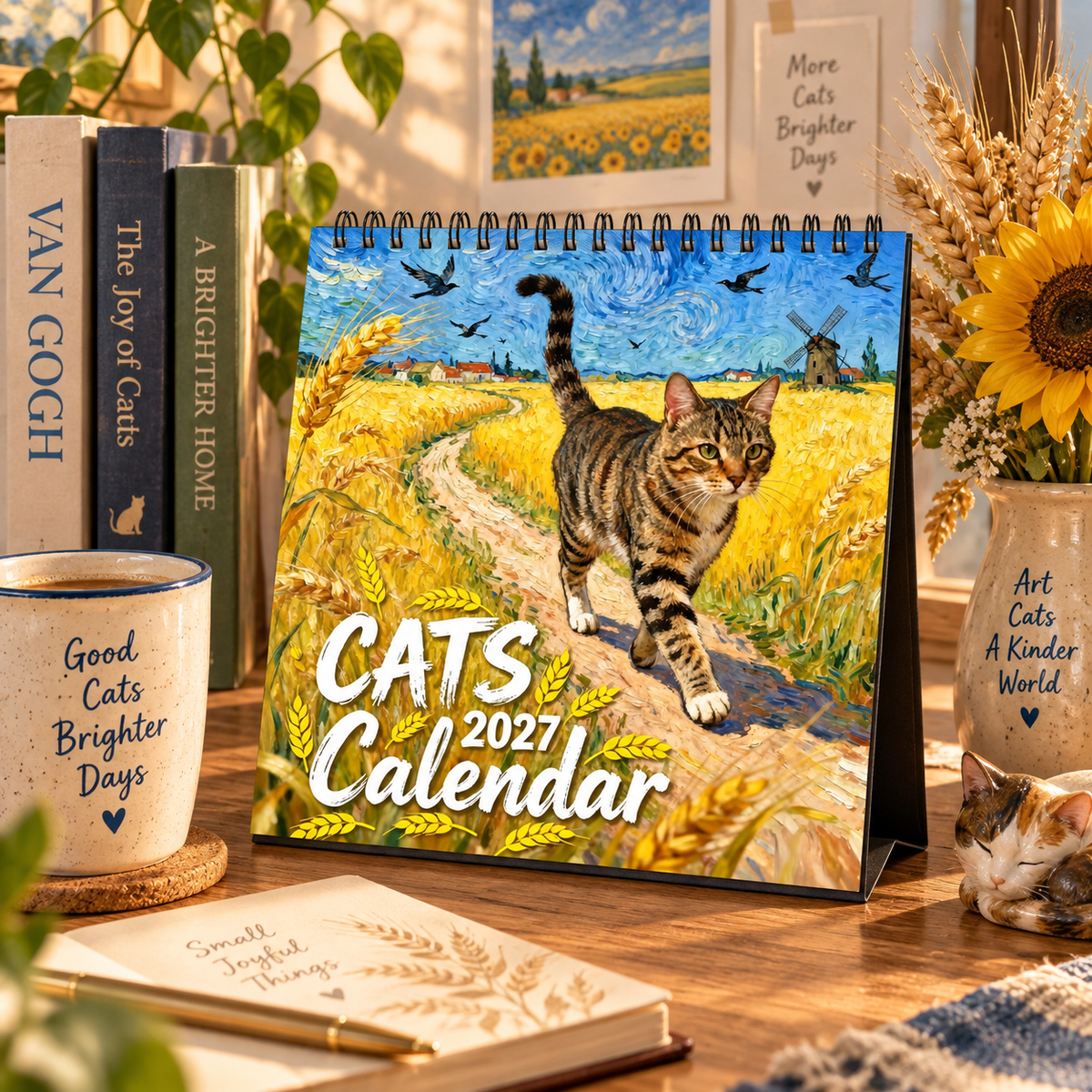 2027 Cats In Masterpiece Wall Calendar｜12‑Month Impressionist Art Cat Calendar, Van‑Gogh‑Inspired Painting Style Hanging Calendar for Art & Cat Lovers