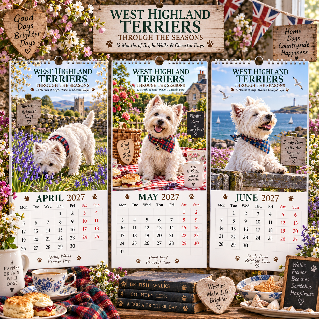 ✨🌿2027 West Highland Terriers Through The Seasons Calendar🐶