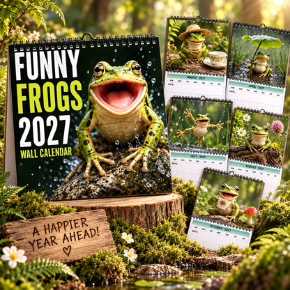 Funny Frogs 2027 Wall Calendar – Cute Humorous Frog Calendar, Quirky Amphibian Gift, Nature & Wildlife Decor