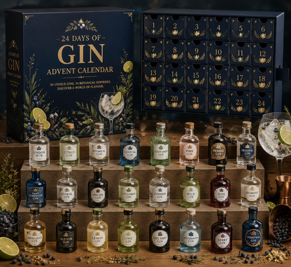 CHRISTMAS KICKOFF 49% OFF！- 2026 Days of Gin Blind Box - 24-Day Festive Countdown, Gin Collectible Miniatures Blind Box - Gift For Gin Lovers