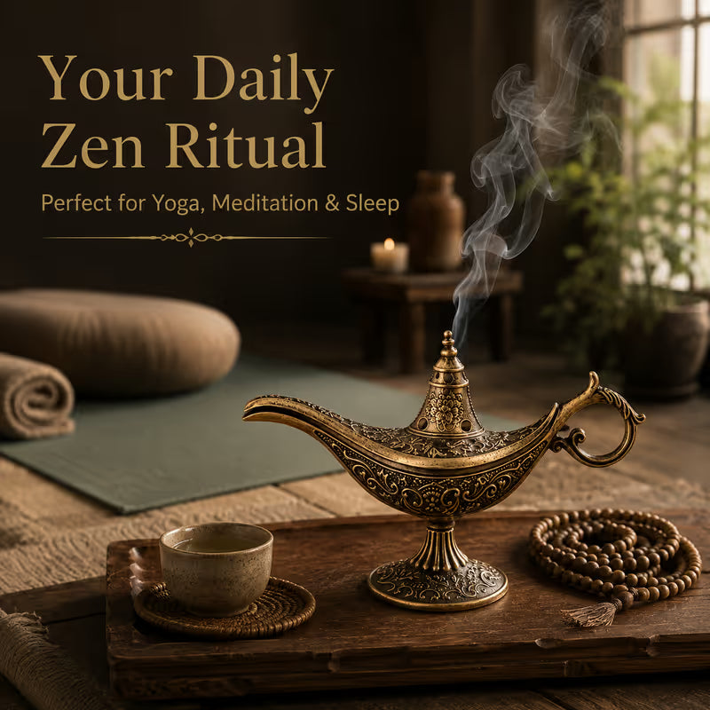 📢📢48% OFF !! ⏰Vintage Aladdin Genie Lamp Incense Holder – Aladdin-Inspired Aromatherapy Home Decor