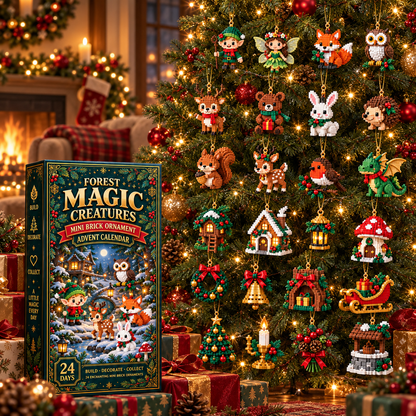 ⏳ Last day to save 49% – 🎄 24‑Day Forest Magic Creatures Ornament Advent Calendar | 24 collectible buildable forest fantasy brick decorations with hangers—perfect for holiday wreaths, mantel styling and Christmas tree trimming 🧝
