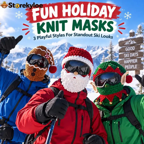 🎅🏂 3D Christmas Knit Ski Mask | Warm Full-Face Cover in 3 Festive Styles for Ski Trips Parties & Winter Adventures ❄️