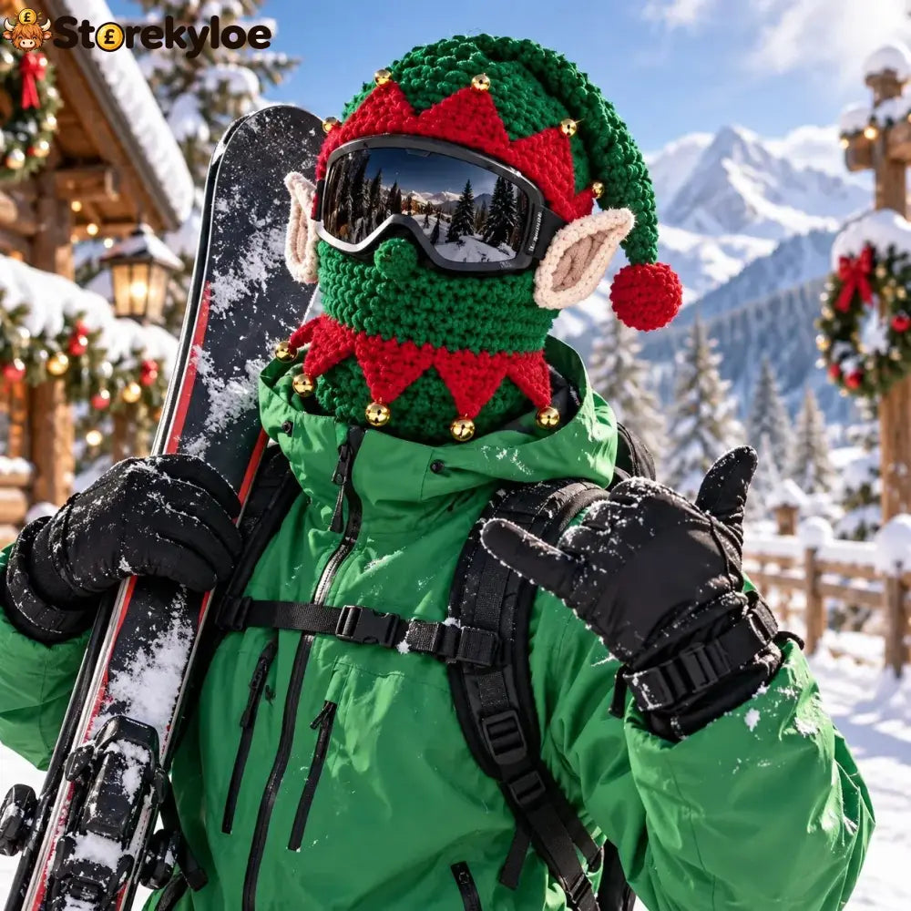 🎅🏂 3D Christmas Knit Ski Mask | Warm Full-Face Cover in 3 Festive Styles for Ski Trips Parties & Winter Adventures ❄️