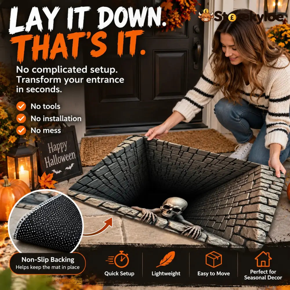 🎃 3D Halloween Horror Floor Mat – Spooky Skull Illusion Door Rug