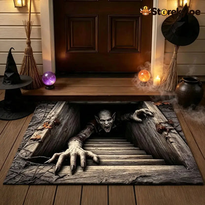 🎃 3D Halloween Horror Floor Mat – Spooky Skull Illusion Door Rug - B / 40*60CM