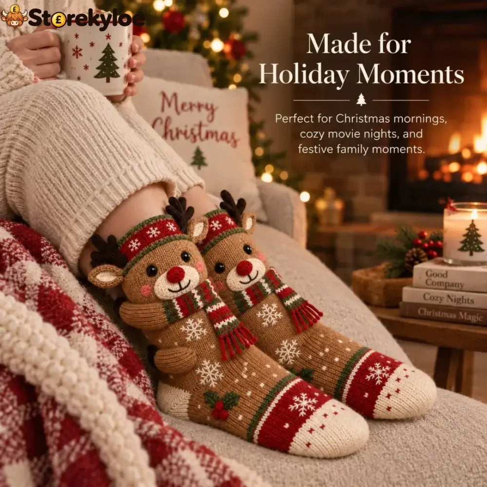 🎄3d Hugging Christmas Socks – Cute Knit Holiday Socks 5 Festive Designs