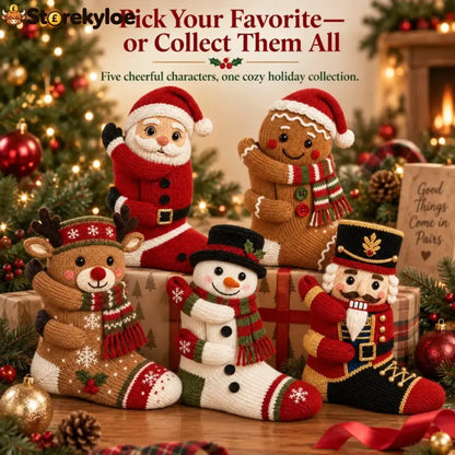 🎄3d Hugging Christmas Socks – Cute Knit Holiday Socks 5 Festive Designs - 🔥A Set Of 5-Free Shipping