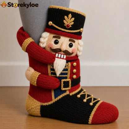🎄3d Hugging Christmas Socks – Cute Knit Holiday Socks 5 Festive Designs - Nutcracker*1 Pair