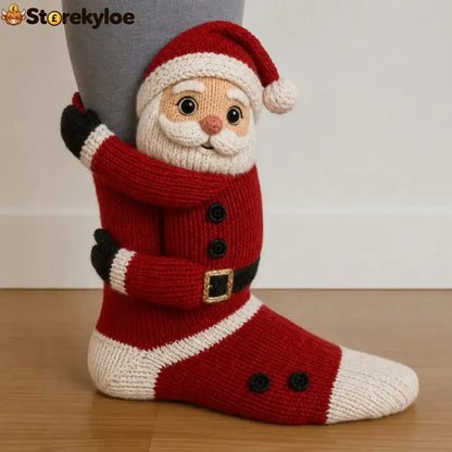 🎄3d Hugging Christmas Socks – Cute Knit Holiday Socks 5 Festive Designs - Santa Claus*1 Pair