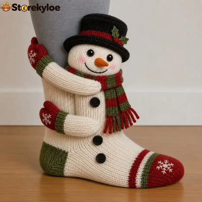 🎄3d Hugging Christmas Socks – Cute Knit Holiday Socks 5 Festive Designs - Snowman*1 Pair