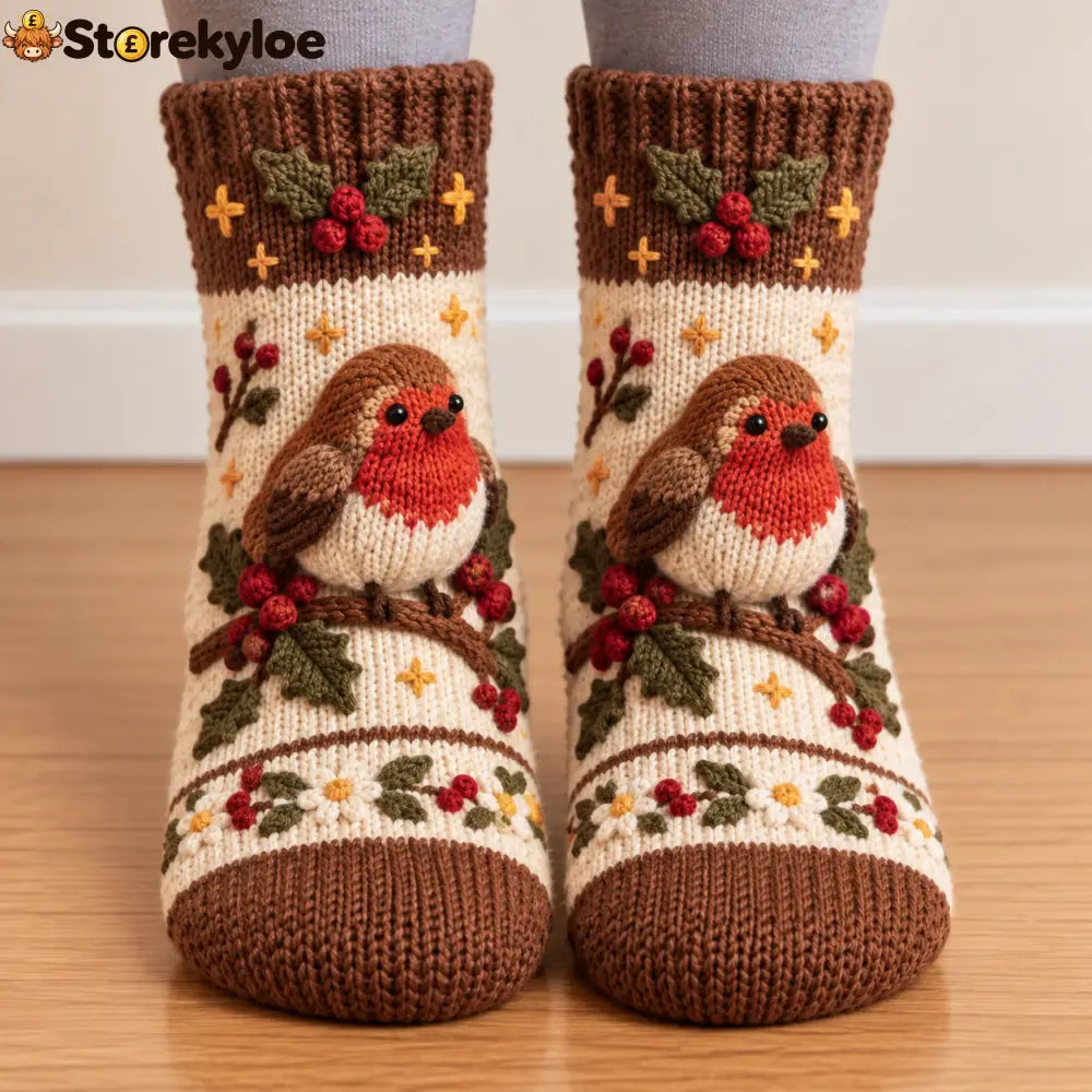 🧦🍂3D Knit Fall Cottage Cozy Socks 🧦🍂 - Robin