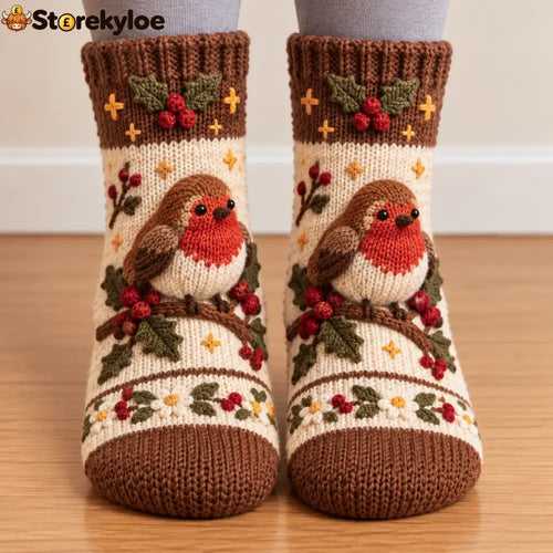 🧦🍂3D Knit Fall Cottage Cozy Socks 🧦🍂 - Robin