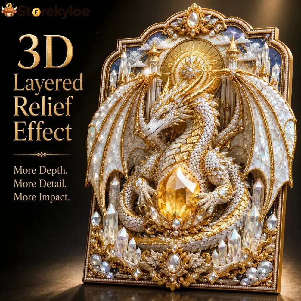 🐉 3D Layered Dragon Diamond Painting Kit 5 Styles Fantasy Crystal Pearl Drill DIY Art Decor 25×30cm