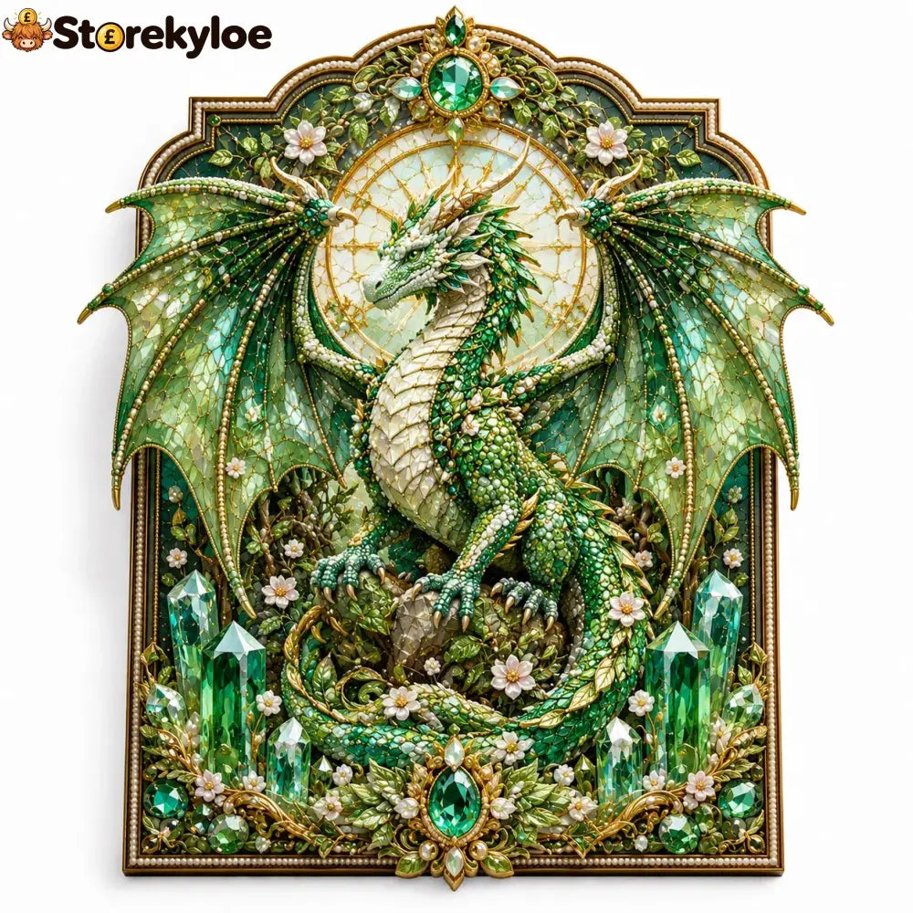 🐉 3D Layered Dragon Diamond Painting Kit 5 Styles Fantasy Crystal Pearl Drill DIY Art Decor 25×30cm - Forest Emerald