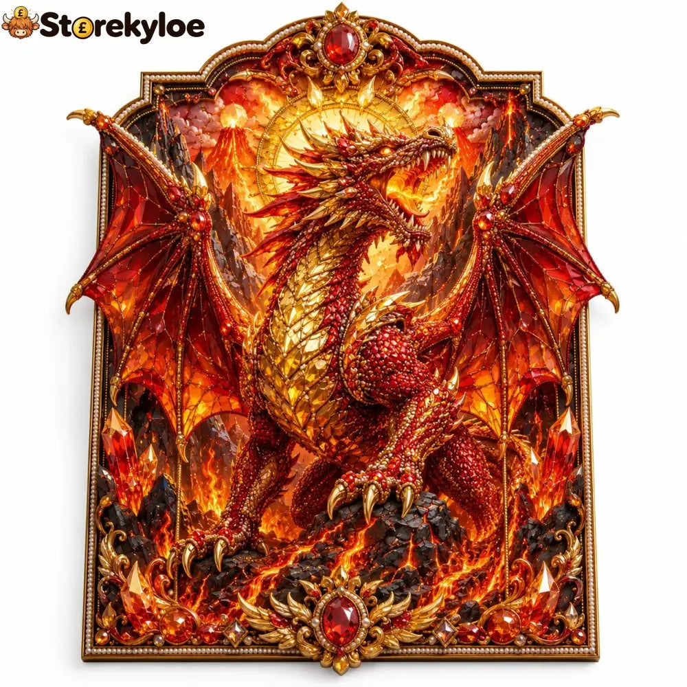 🐉 3D Layered Dragon Diamond Painting Kit 5 Styles Fantasy Crystal Pearl Drill DIY Art Decor 25×30cm - Lava Flame
