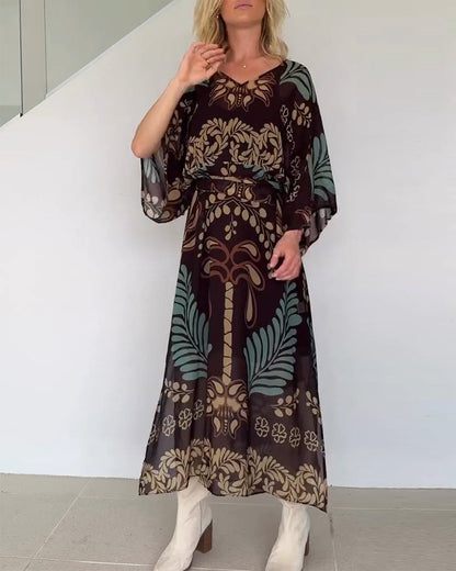 Bohemian V-Neck Loose Dress