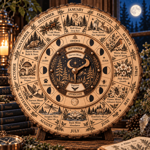 🌙🌲The Moon & Seasons Wheel – 12-Month Seasonal Calendar🌕