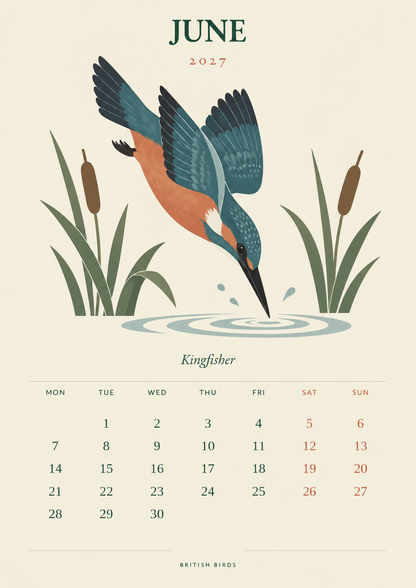 🐦 British Birds 2027 Wall Calendar  Nature Close to Home——A Year of Familiar Birds, Beautiful Blooms & Little Moments of Joy