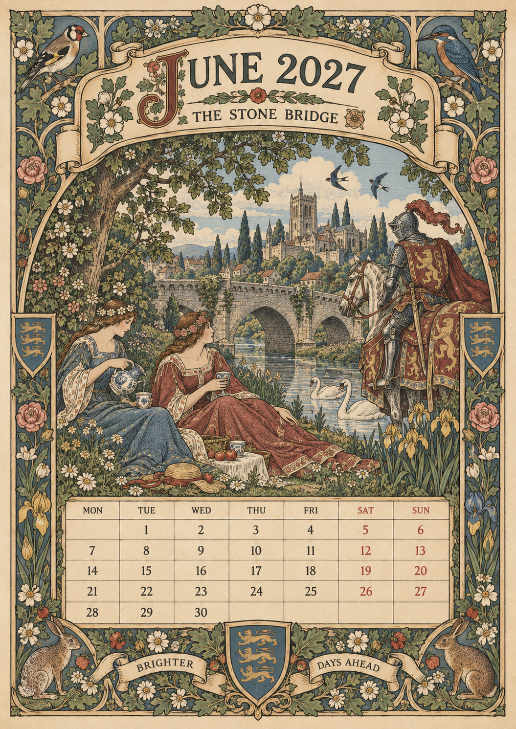 🏰 A Year of Knightly Tales – 2027 Medieval-Inspired British Wall Calendar