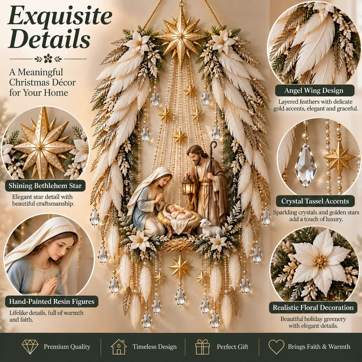 ✨Last Day 49% OFF✨✝️ Angel Wings Faith Nativity™ – Lighted Holy Birth Wall Decor
