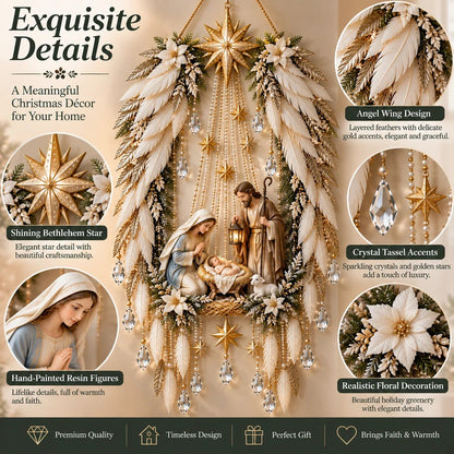 ✨Last Day 49% OFF✨✝️ Angel Wings Faith Nativity™ – Lighted Holy Birth Wall Decor