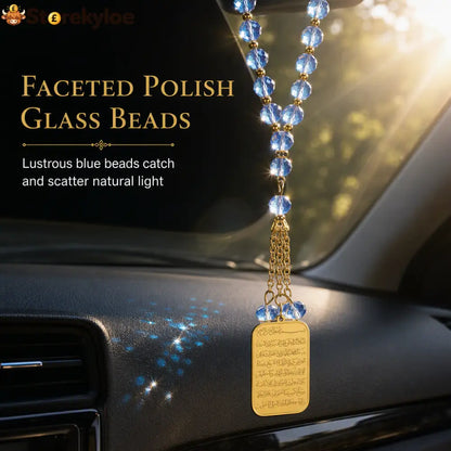 📢📢47% OFF!! ⏰Stainless Steel Arabic Medallion Car Hanging Ornament with Blue Glass Chain - Car Accessories