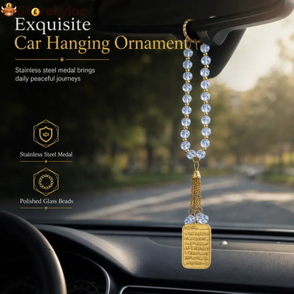 📢📢47% OFF!! ⏰Stainless Steel Arabic Medallion Car Hanging Ornament with Blue Glass Chain - Car Accessories