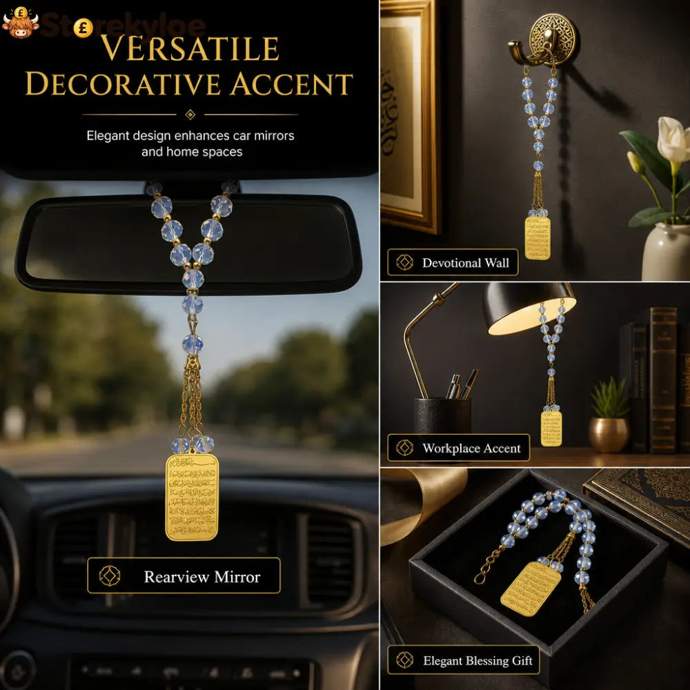 📢📢47% OFF!! ⏰Stainless Steel Arabic Medallion Car Hanging Ornament with Blue Glass Chain - Car Accessories