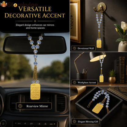 📢📢47% OFF!! ⏰Stainless Steel Arabic Medallion Car Hanging Ornament with Blue Glass Chain - Car Accessories